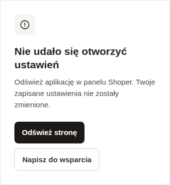 Ekran bezpiecznego błędu GrowNIP z odświeżeniem i kontaktem do wsparcia